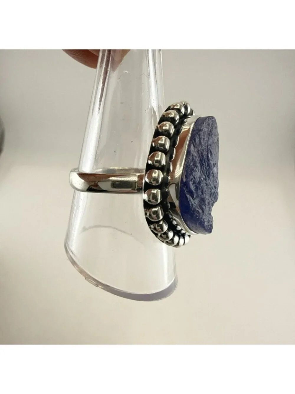 JTV Tanzanite Ring Sterling Silver Purple Free Form Rough Modern 925 Size 9 Arya
